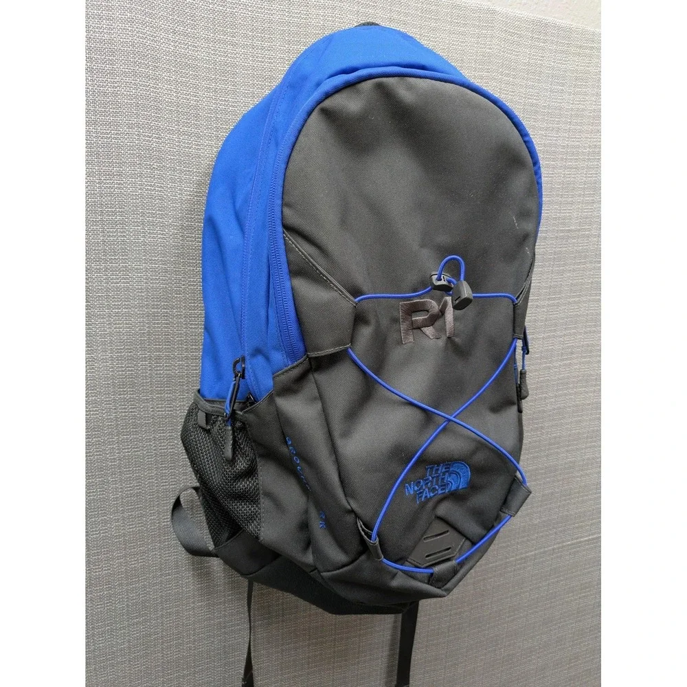 The North Face Gray Blue Backpack Soft Case Adjustable Straps Men School Daypack